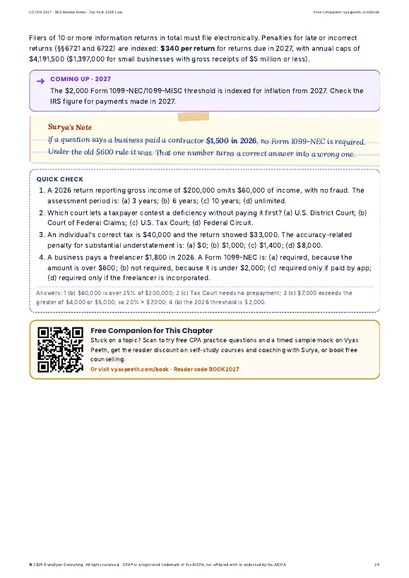US CPA® 2027 REG Review Notes sample page 3