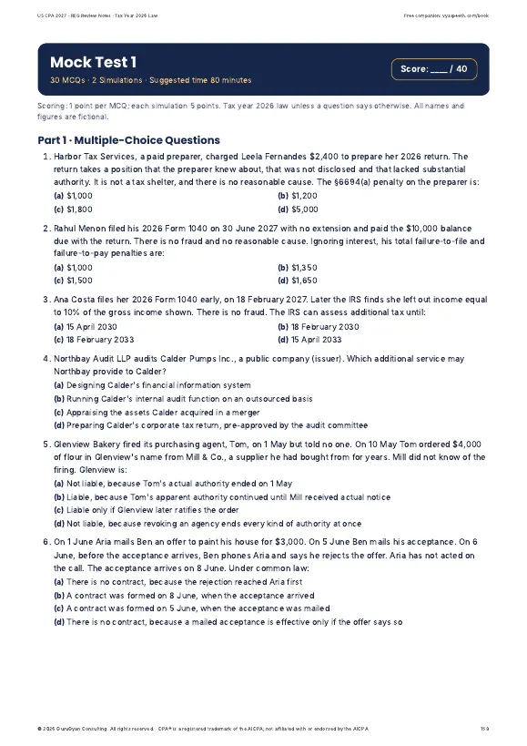US CPA® 2027 REG Review Notes sample page 5